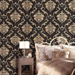 Black-Brown Damask Flower Wallpaper - Wallpaper By Zanic 